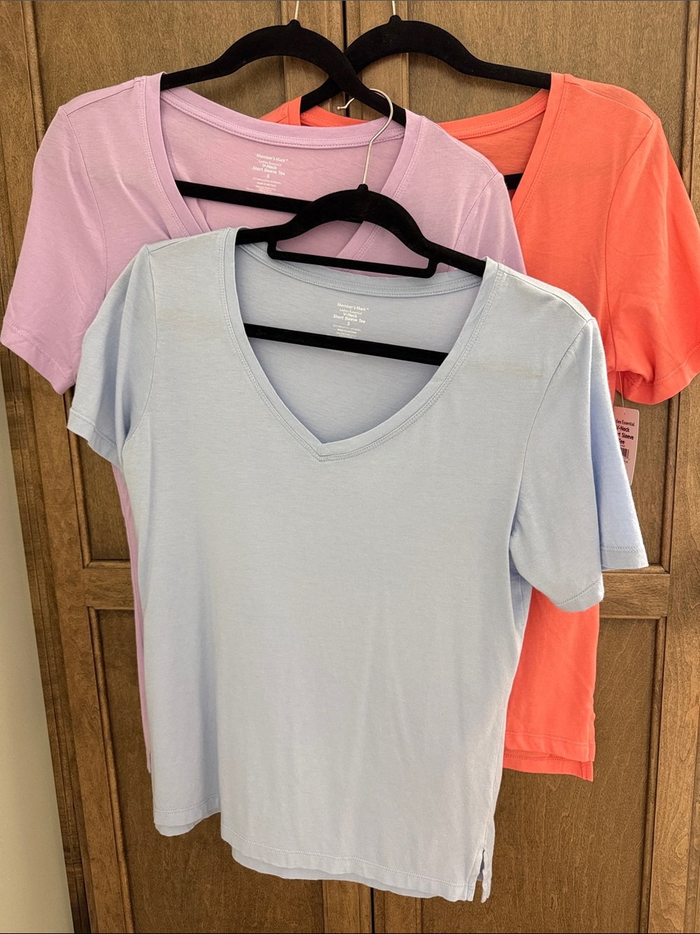 Set of 3 V-Neck short sleeve Tees - Lavender, Light Blue & Coral - Picture 11 of 11